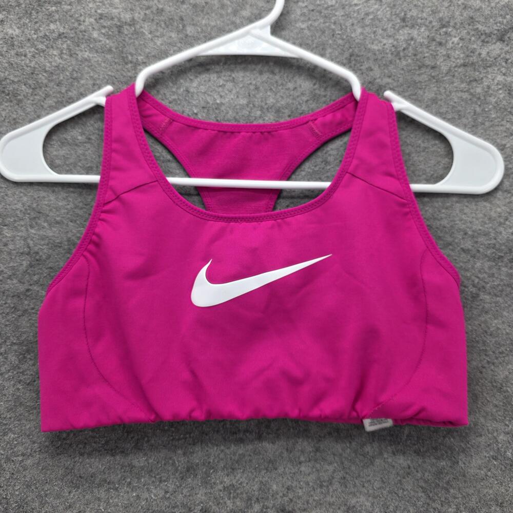 Nike Sports Bra Womens Medium Pink Dri-FIT Racerback Swoosh Training Athletic